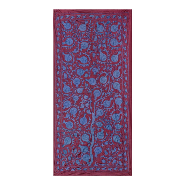 1970s Red Suzani Textile Art From Uzbekistan 3'1'' X 6'3'' For Sale