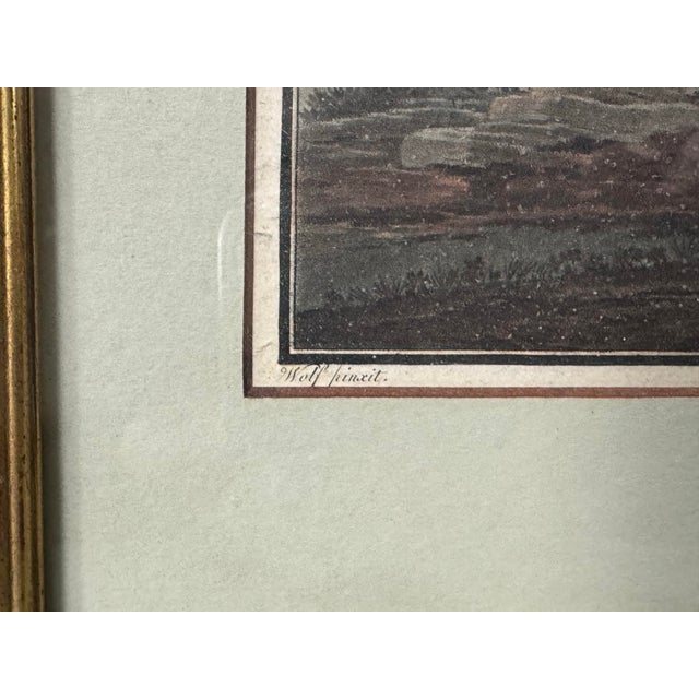 Antique Gilt Framed Colored Lithograph Print Mountain Landscape Lakeside Village For Sale - Image 4 of 7