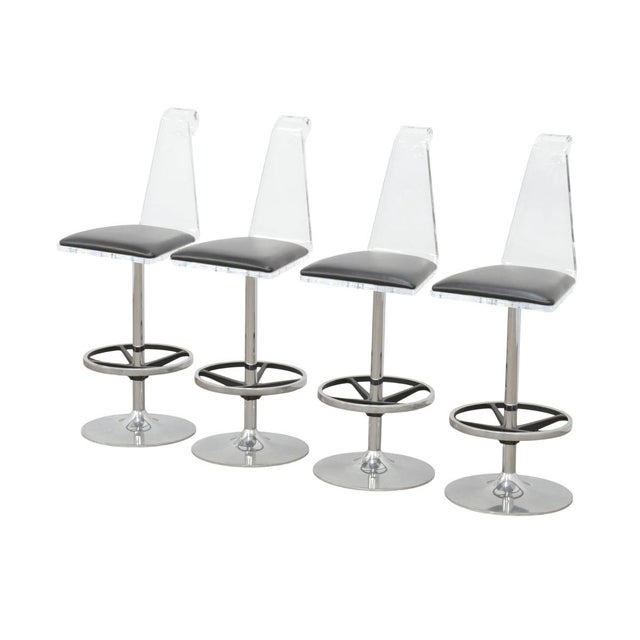 Contemporary H Studio Trigo Acrylic Swivel Bar Stools For Sale - Image 3 of 6