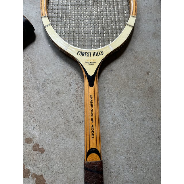 American Vintage Collection of Miscellaneous Wooden Tennis Rackets With Guard and Cover For Sale - Image 3 of 11