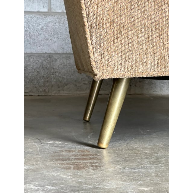 Vintage Edward Wormley for Dunbar Brass Leg Lounge Chairs and Ottoman, Unmarked - 3 Pieces For Sale - Image 11 of 13