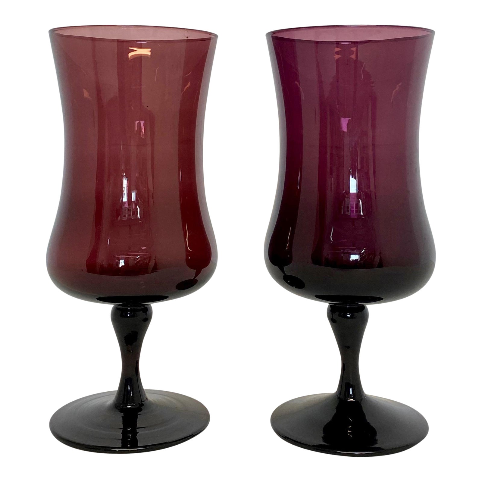 Mid Century Modern Footed Vases in Purple Hues a Pair Chairish