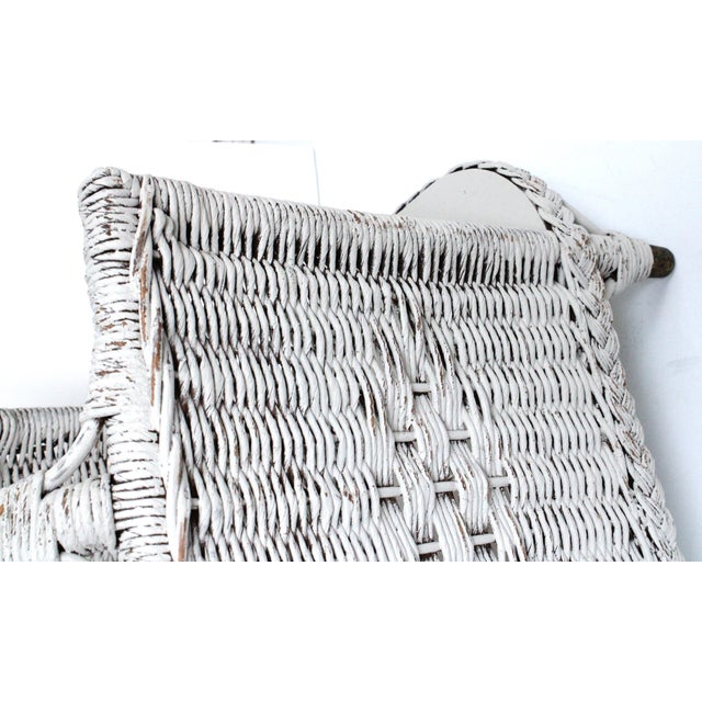 Late 19th Century 19th C. Extra Large French Distressed Woven Wicker Magazine Rack 21" For Sale - Image 5 of 6