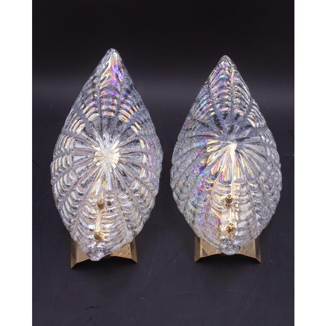 Set of 2 Bogotà Iridescent Rainbow Color Murano Style Glass Leave Wall Lights, 1970s For Sale - Image 6 of 12