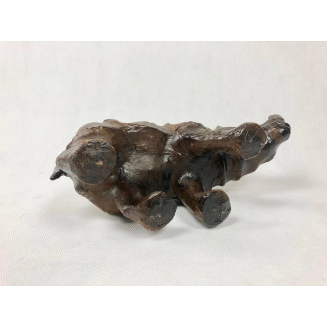 Rustic Vintage Leather Rhino Sculpture Figure, 1960s For Sale - Image 3 of 10