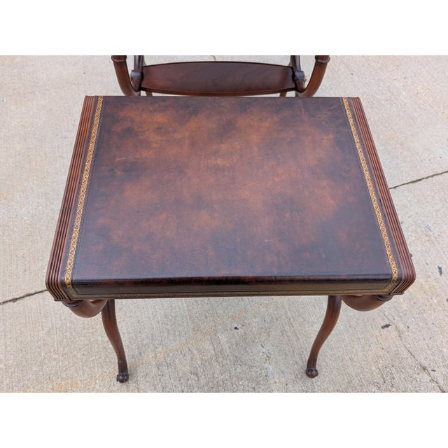 1950s Regency Leather Top Mahogany Side Table With Curule Legs - A Pair For Sale In Washington DC - Image 6 of 16