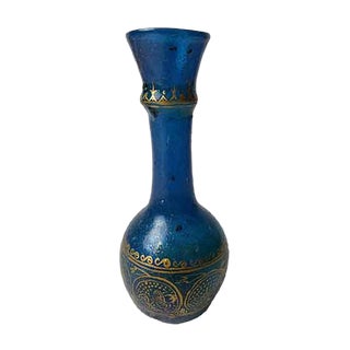 Blue & Gold Glass Vase, 1920s For Sale