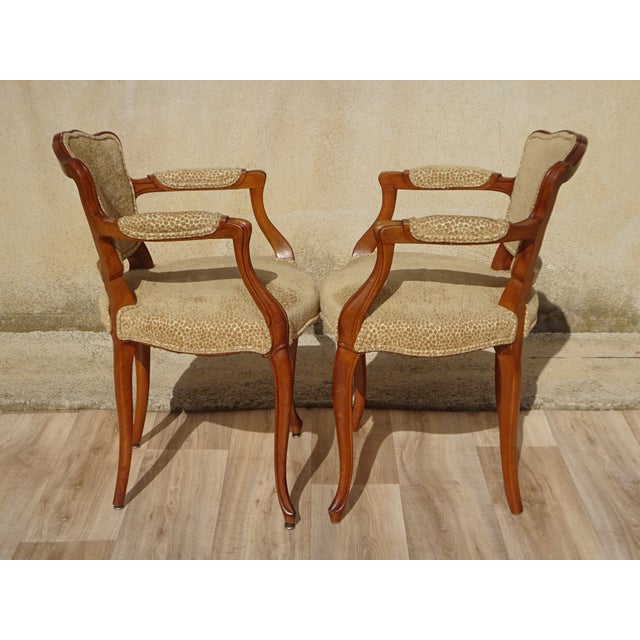 Beige Louis XV Armchairs in Beige Giraffe-Style Fabrics, 1950s, Set of 2 For Sale - Image 8 of 18