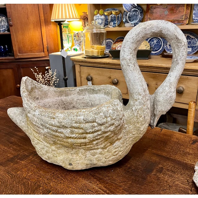 Early 20th Century Early 1900s Antique French Concrete Swan Planter For Sale - Image 5 of 13