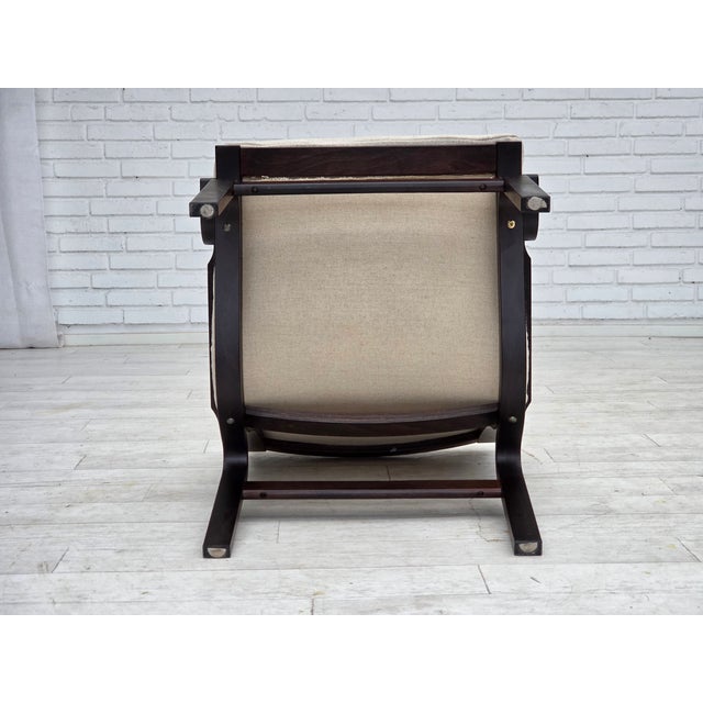 Vintage Scandinavian Chair in Furniture Wool and Dark Beech Wood, 1970s For Sale - Image 17 of 18