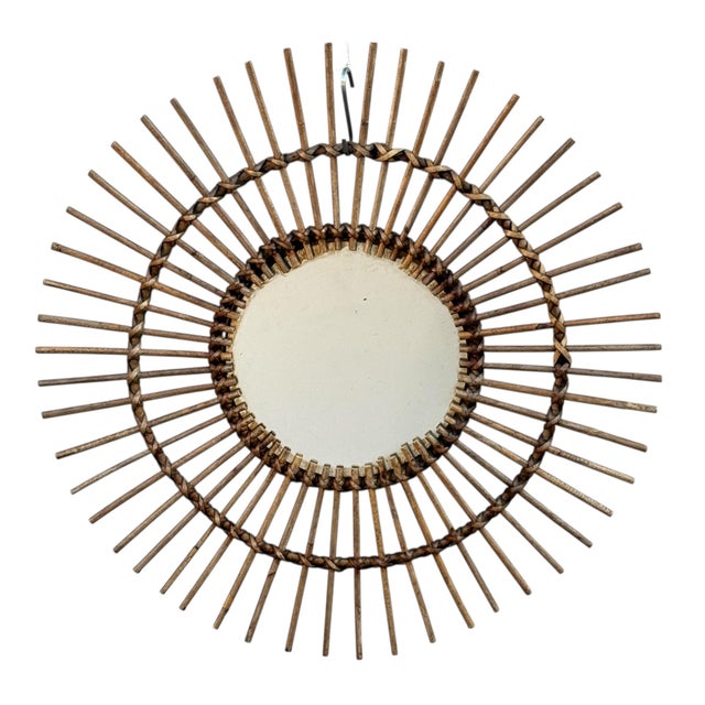Large Vintage Rattan Mirror, France, 1960s For Sale - Image 6 of 6
