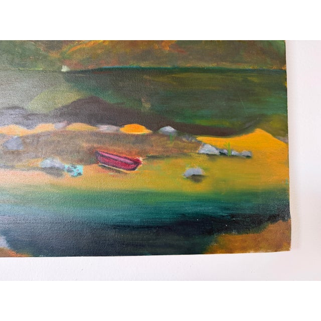 Vintage Expressionist Mountain Landscape Sunset Oil Painting on Canvas – Unframed For Sale - Image 9 of 11