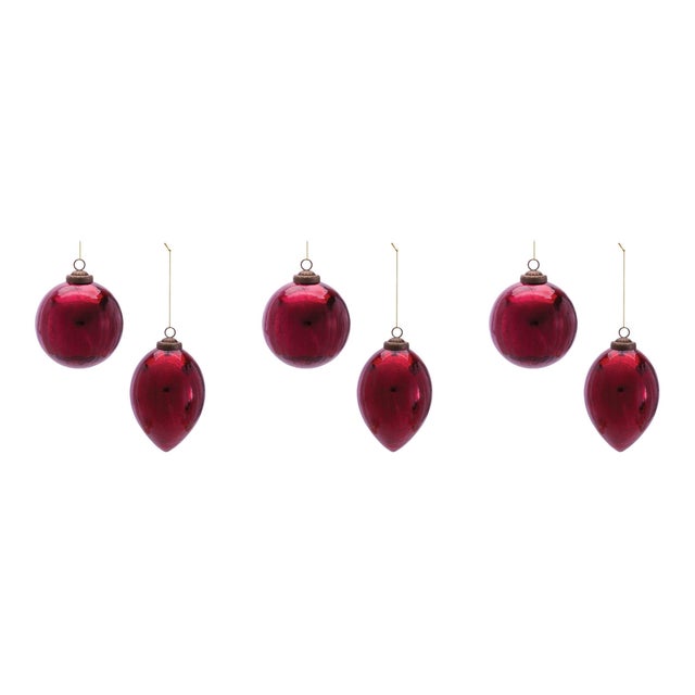 2020s Glass Holiday Ornaments (Set of 6) For Sale - Image 5 of 5