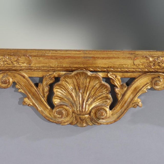 Oversized 58" Antique French Louis XIV Carved Gilt Wood Mirror 19thC For Sale - Image 4 of 12