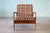 Vintage Plaid Lounge Chair Slat Wood Back For Sale - Image 4 of 9