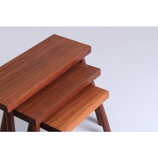 1960s Teak Nesting Tables by Charlotte Perriand, 1960s, Set of 3 For Sale - Image 5 of 10