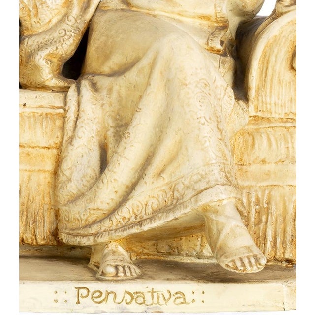 Sculpture - The Pensive Woman. 20th-century Portuguese sculpture in patinated plaster representing a female figure....