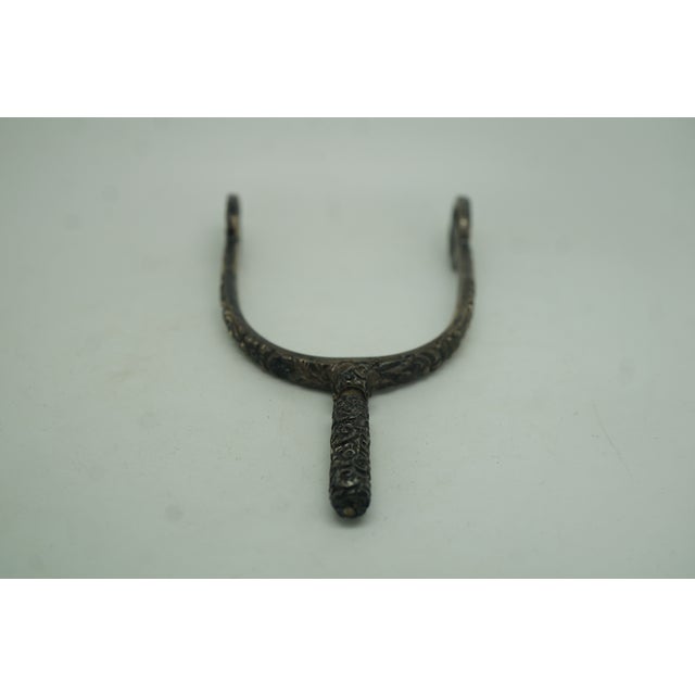 Antique Repousse Sterling Silver Equestrian Horse Screw Clamp Spur 55g 5" For Sale - Image 9 of 11