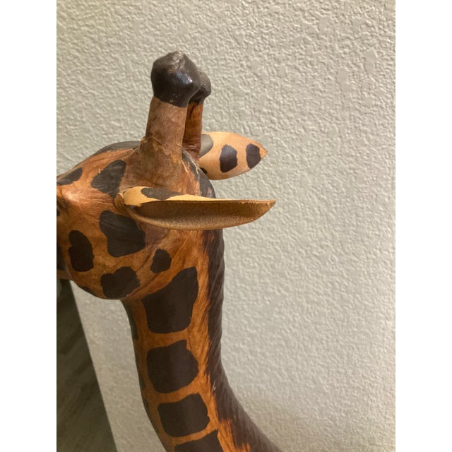 Tall 4ft - Vintage Leather Wrapped Giraffe Sculpture For Sale In Sacramento - Image 6 of 13