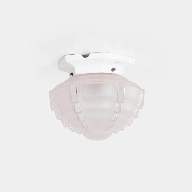 Art Deco Ceiling Lamp in Porcelain and Sandblasted Glass, 1930s For Sale - Image 9 of 9