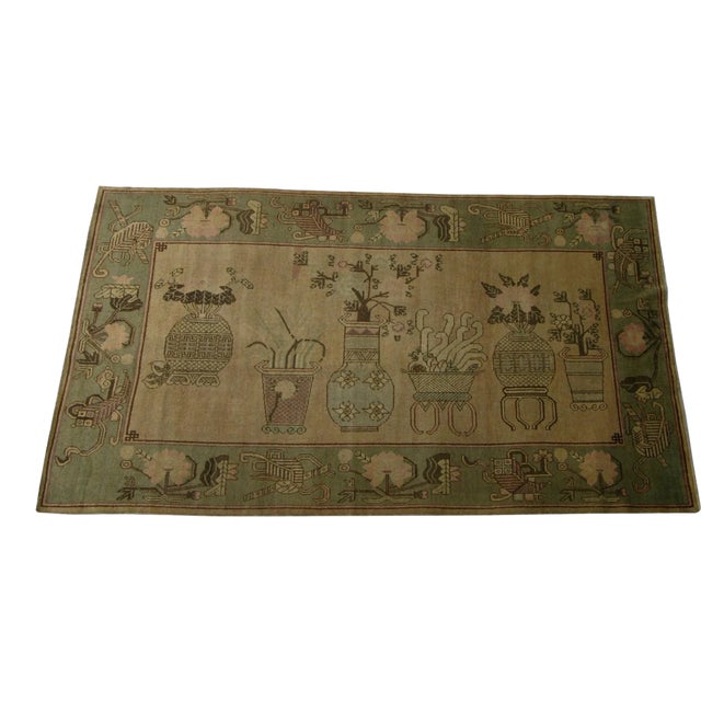 Early 20th Century Antique Central Asia Khotan Samarkand Rug 9'9'' X 5'7'' For Sale