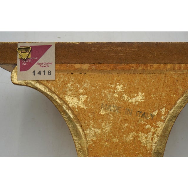 Gold 1970s Pair of Decorative Crafts Pair of Italian Gold Wall Sconce Shelves For Sale - Image 8 of 8