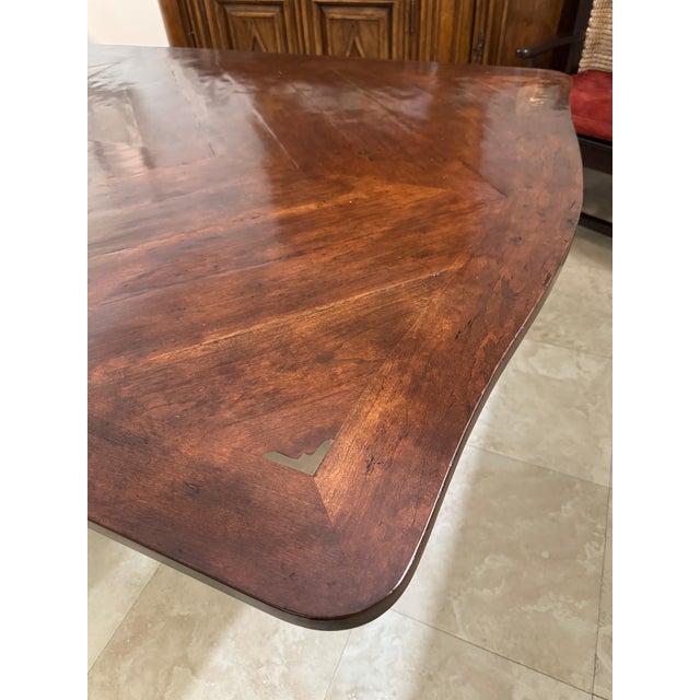 Wood Emanuel Morez Country Trestle Wood Extension Dining Table For Sale - Image 7 of 18