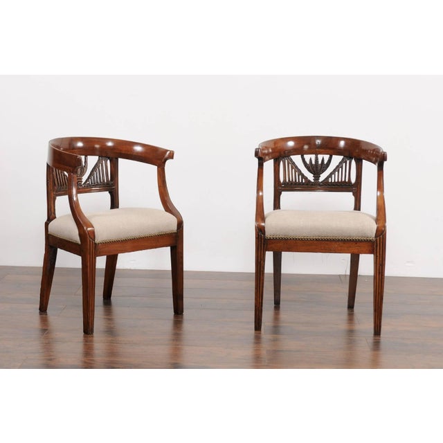 Two Italian 1800s Carved Walnut Upholstered Armchairs Sold Individually For Sale - Image 4 of 11