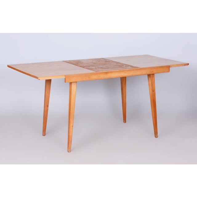 Mid-Century Czech Extendable Table in Beech and Ash attributed to Tatra Pravenec, 1950s For Sale - Image 17 of 17