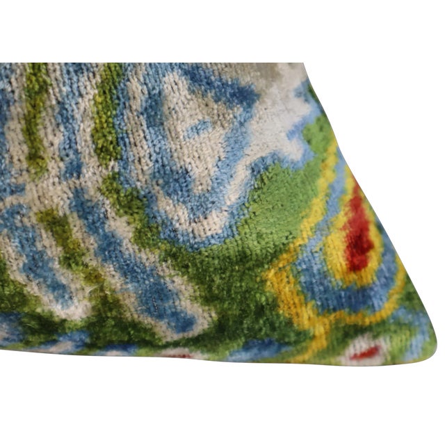 Handmade Green Silk Velvet Throw Pillow & Down Insert For Sale - Image 9 of 12