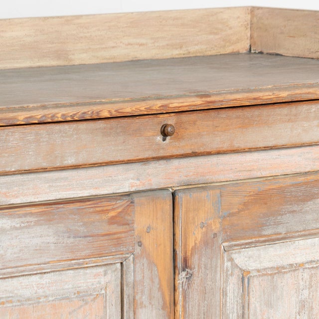 19th Century Swedish Original Hand-Painted Pine Sideboard Buffet Cabinet For Sale - Image 9 of 18