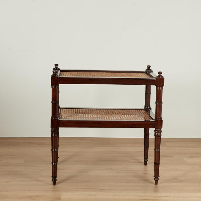 Antique British Colonial Rosewood Two Tiered Caned Stand or Table For Sale - Image 11 of 13