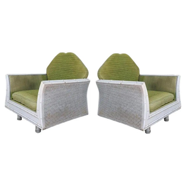 Hollywood Regency Faux Bamboo Lounge Chairs With Cane Back - a Pair For Sale - Image 12 of 12