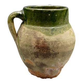 19th-Century French Confit Pot Green Glaze For Sale
