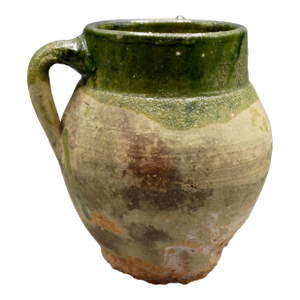 19th-Century French Confit Pot Jar Green Glaze