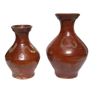 Tang Dynast Glazed Pottery Ox Blood Jars 618-907 AD - A Pair