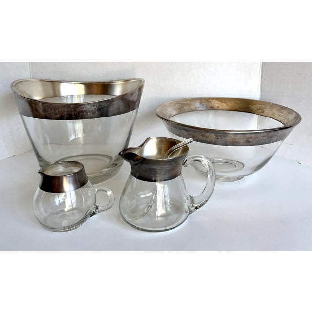 Silver 1950's Dorothy Thorpe Silver Band Glass Serving Set - Set of 5 For Sale - Image 8 of 8