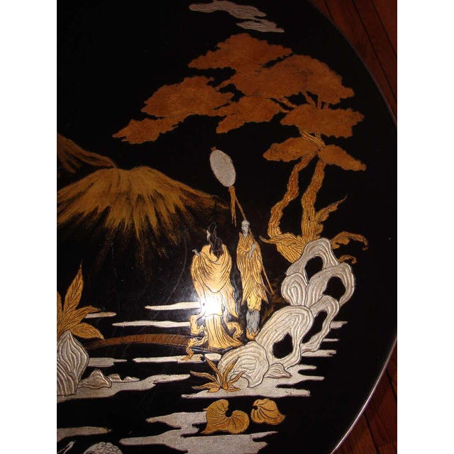 Asian Trouvailles Gold and Silver Leaf Asian Style Table For Sale - Image 3 of 5