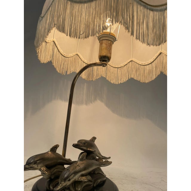 Silver-Plated Table Lamp with Dolphins, 1970s For Sale - Image 10 of 12