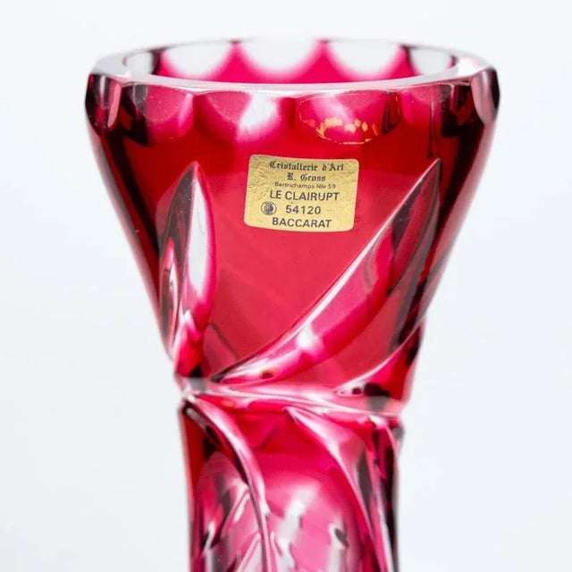 Vintage Exquise Vases in Deep Rose Red Crystal, 1950, Set of 3 For Sale - Image 12 of 18