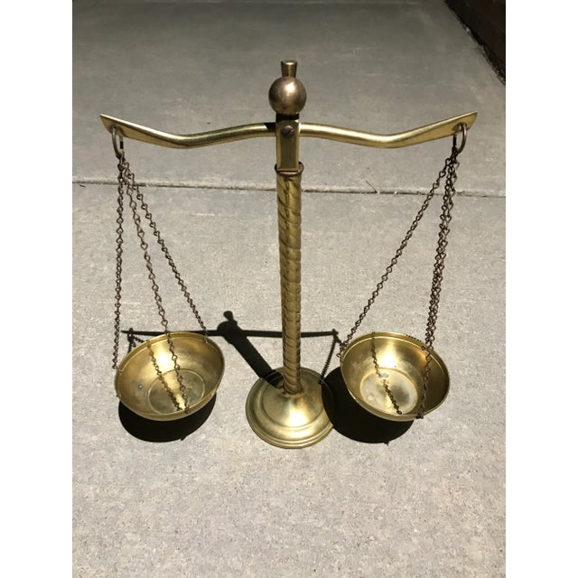 Brass Vintage Solid Brass Scales of Justice Balance With Barley Twist For Sale - Image 8 of 13