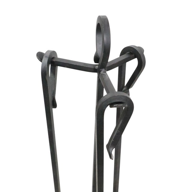 Early 20th Century Vintage Four Piece Wrought Iron Fireplace Tool Set For Sale - Image 5 of 8