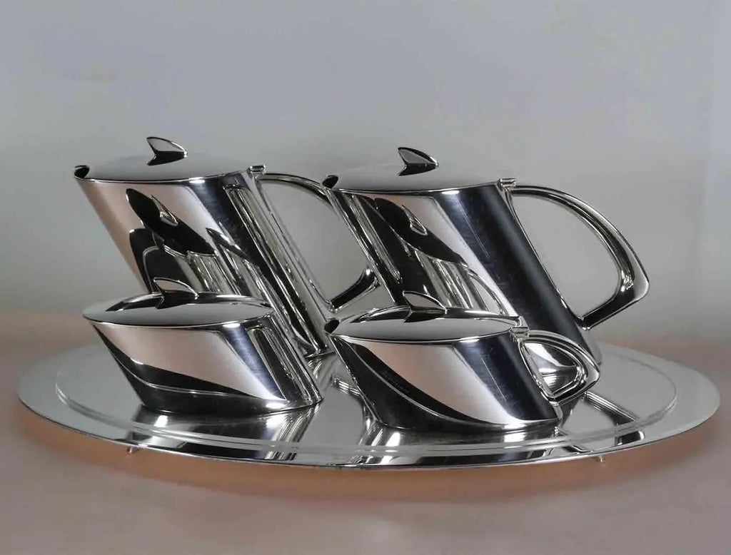 Silver Tea & Coffee Set & Tray 5 Piece Quintessence Contemporary