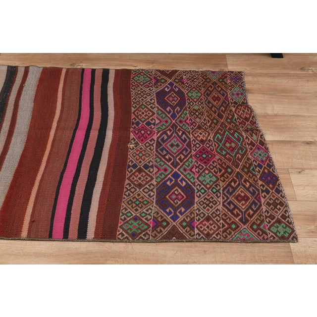 1970s Vintage Turkish Oushak Handmade Wool Cotton Pink Runner Rug For Sale - Image 10 of 11