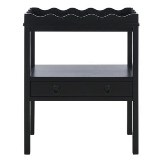 Darlyn Scalloped Rectangle Accent Table in Matte Black For Sale