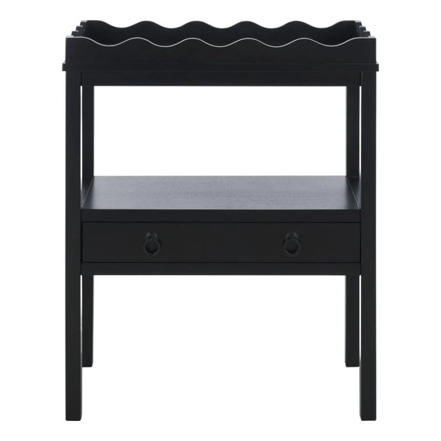 Darlyn Scalloped Rectangle Accent Table in Matte Black For Sale