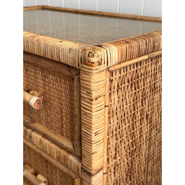 Tan 1970s Vintage Woven Rattan Chest of Drawers For Sale - Image 8 of 18
