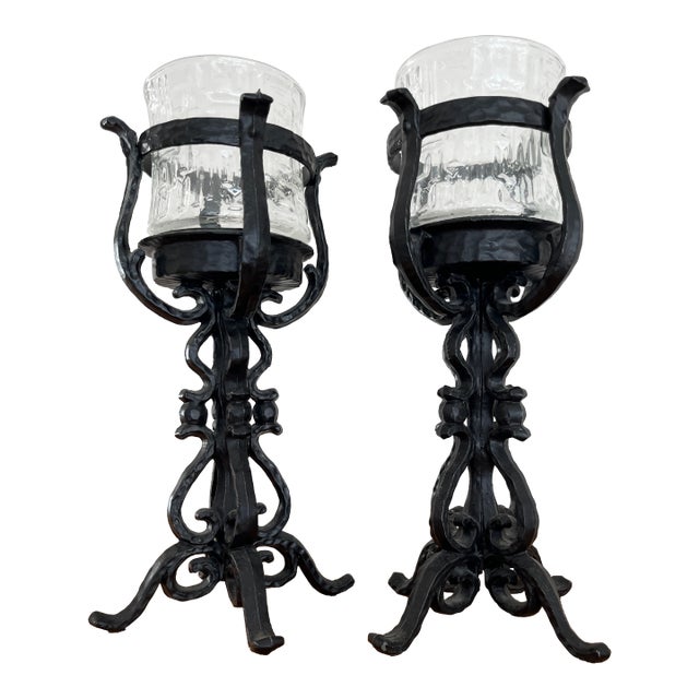 Pair of Mid 20th Century English Cast Iron Candlesticks For Sale