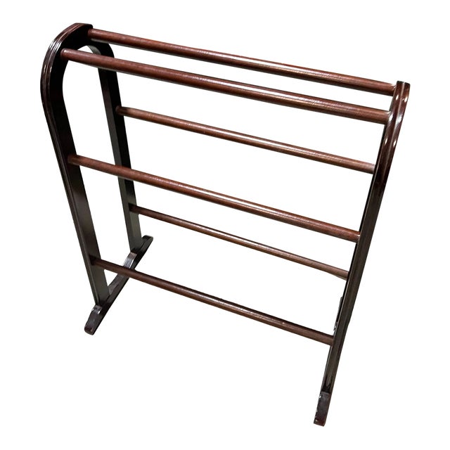 Vintage Dark Wood Blanket Rack For Sale