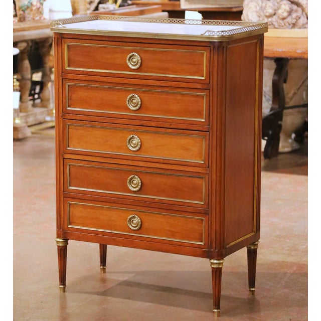 Early 20th Century French Louis XVI Marble Top Chiffonier by A. Mailfert For Sale In Dallas - Image 6 of 13